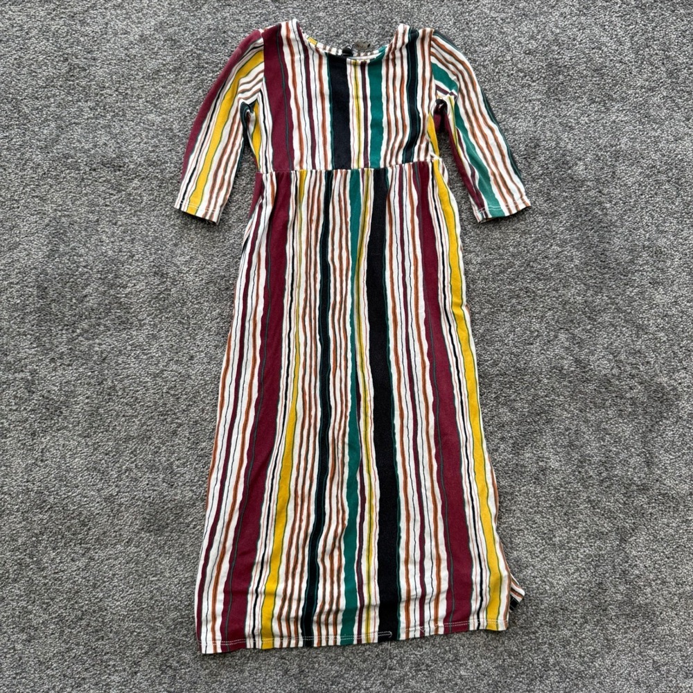 Pomelo Girls Vertical Stripe Maxi Dress Long Sleeve Multi Color 7/8 USA Made
